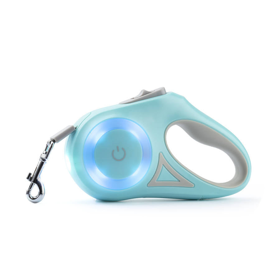 LED Glow Retractable Dog Leash – Built-In Ring Light, One-Button Brake, 3M or 5M | 3 Colors