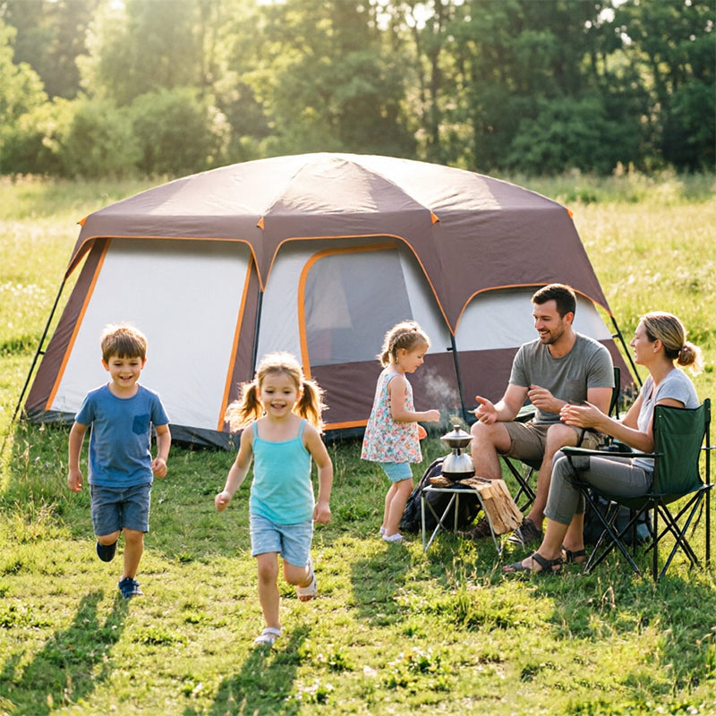 4–6 Person Family Camping Tent with Two Bedrooms and Canopy
