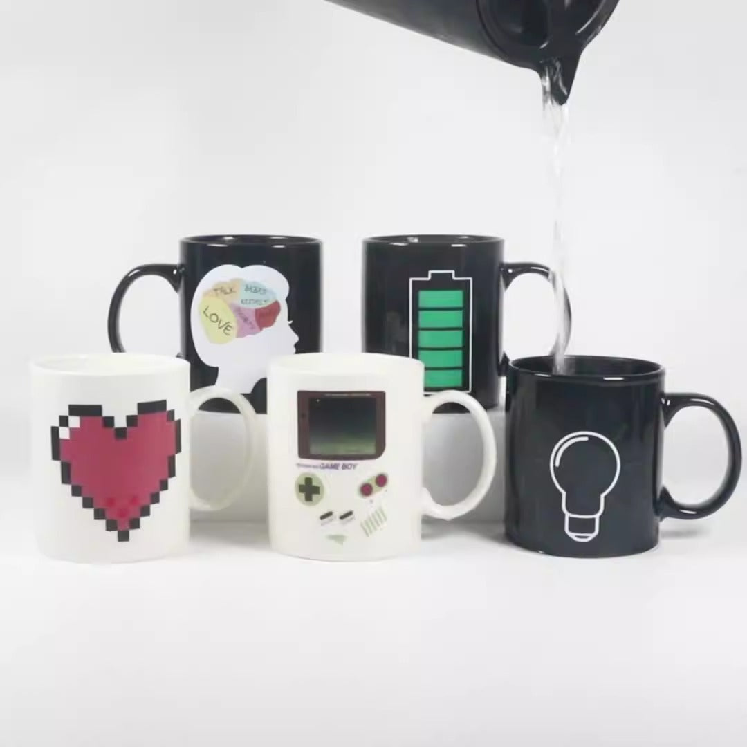Temperature Sensitive Color Changing Ceramic Mug – Heat Reveal Coffee Cup, 401-500ml