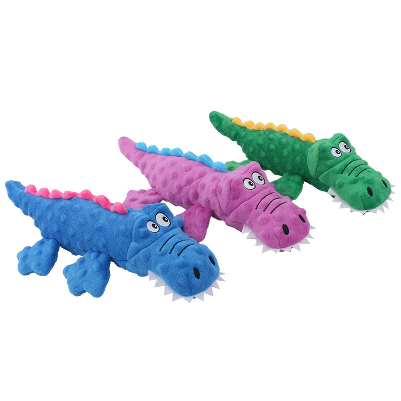 Crocodile Plush Squeaky & Crinkle Dog Toy – Bumpy Texture, BB Squeaker, Crinkle Legs | Soft Chew & Squeak | Dogs | Blue, Green & Purple