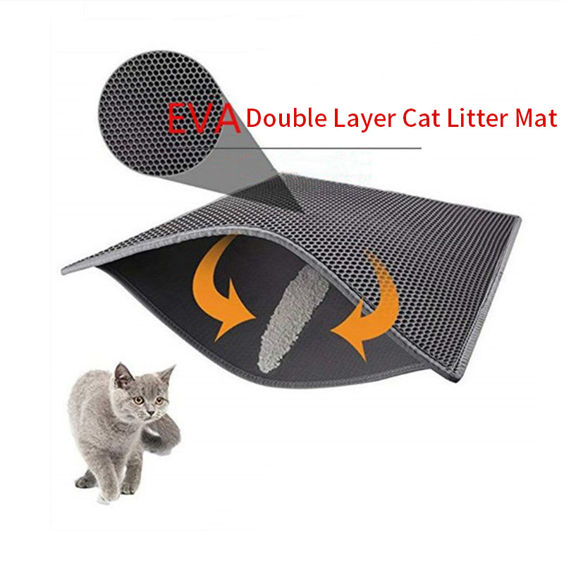 Double-Layer EVA Cat Litter Mat – Honeycomb Trapping, Waterproof Base, Easy Clean | 5 Sizes | 6 Colors