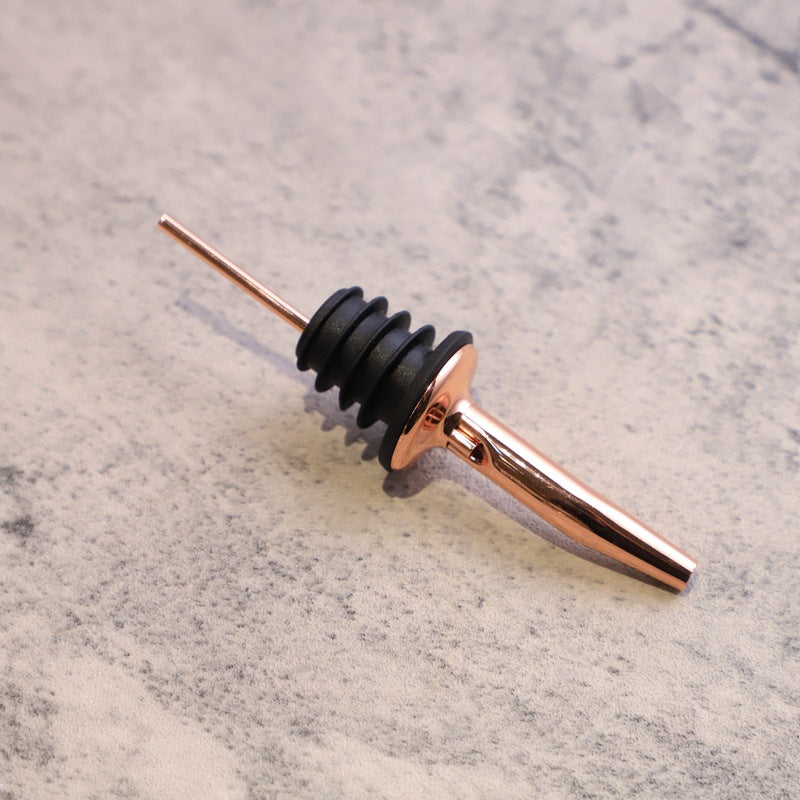Copper-Plated Stainless Steel Wine & Spirit Speed Pourer – Drip-Free Bottle Spout with Rubber Stopper | Bartender Tool
