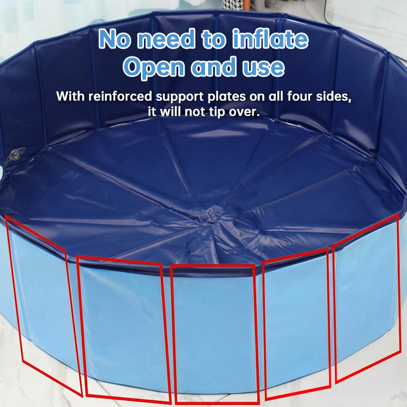 Foldable Dog Pool | Portable Pet Bathing Tub with Drain Valve | S, M, L