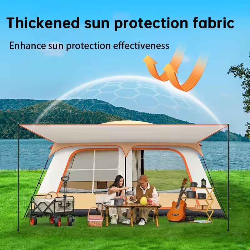 4–6 Person Family Camping Tent with Two Bedrooms and Canopy