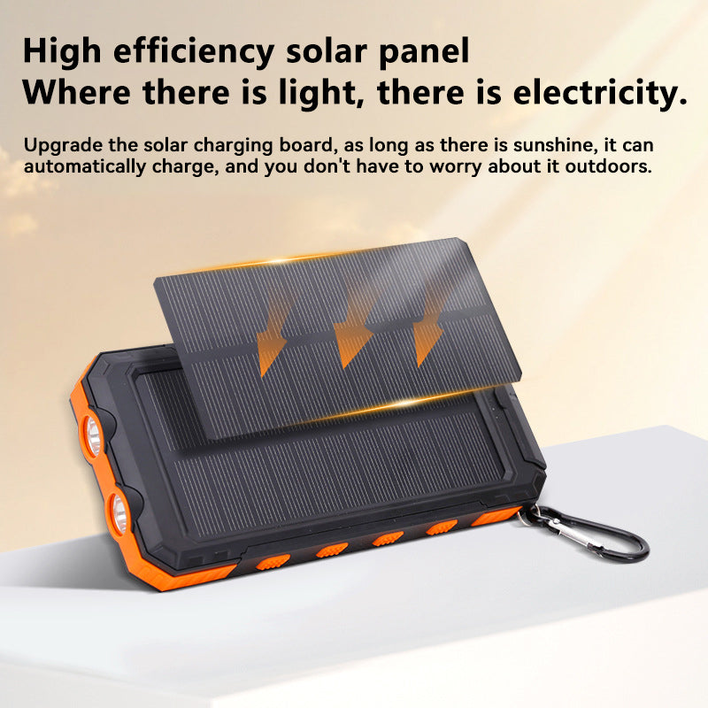 10,000mAh Solar Power Bank with Flashlights & Compass