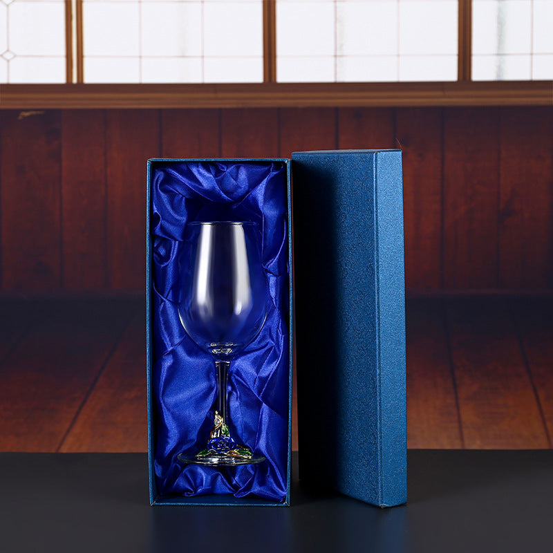 Enamel Rose Crystal Wine Glass | Hand-Painted Goblet & Decanter Gift Set