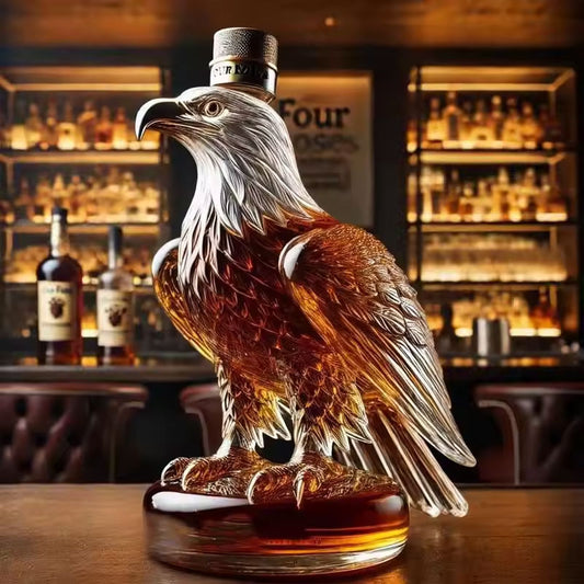 Bald Eagle Whiskey Decanter | Sculpted Glass Spirit Bottle | Bar Decor & Gift