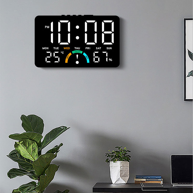 Large LED Digital Alarm Clock with Temperature, Humidity & Comfort Level Display