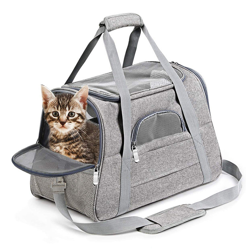 Soft-Sided Oxford Pet Carrier Bag with Wool Cushion – Mesh Ventilation, Top Handle & Shoulder Strap | Cats & Dogs up to 10kg | 6 Colors