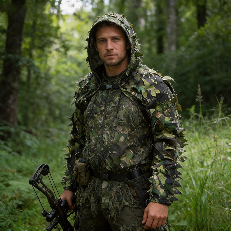 3D Leafy Ghillie Suit Jacket with Hood | Tactical Camo Cloak for Hunting & Airsoft