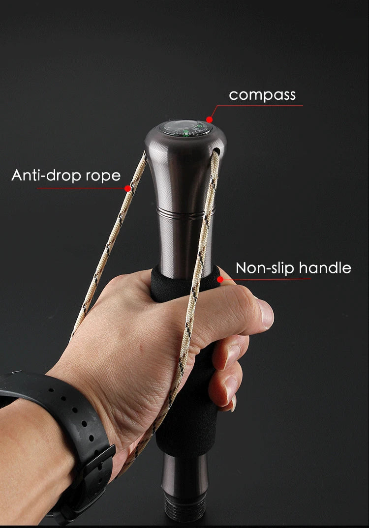 Folding Aluminum Outdoor Walking Stick with 440 Steel Knife