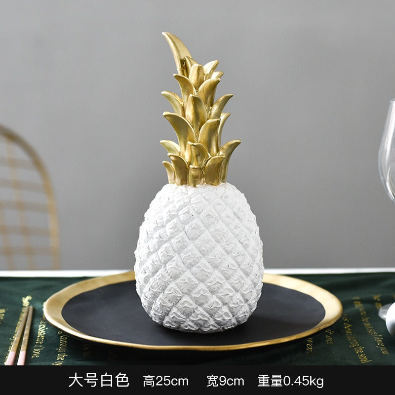 Resin Pineapple Figurine | Gold Crown Home Decor Sculpture | 3 Colors, 3 Sizes