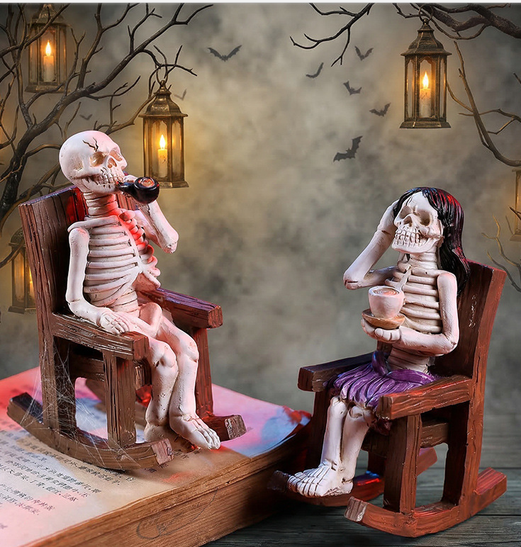 White Resin Halloween Skeleton Decoration