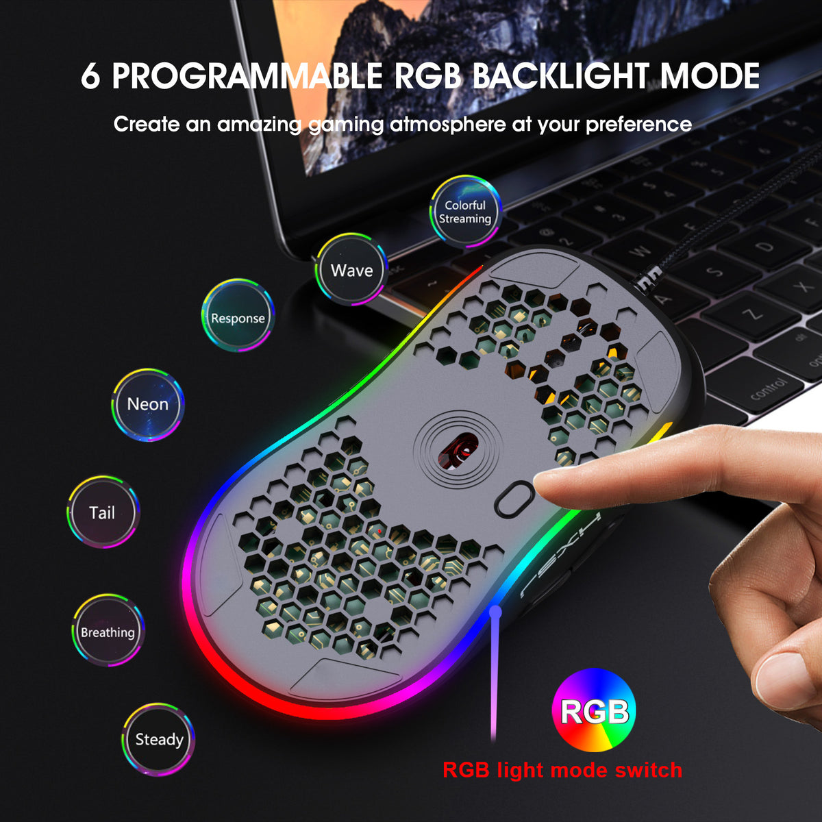 Wired RGB Hollow-Shell Gaming Mouse