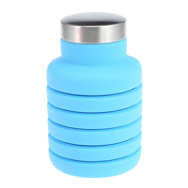 Portable Silicone Folding Water Bottle – Collapsible Travel Bottle, 225ml to 500ml