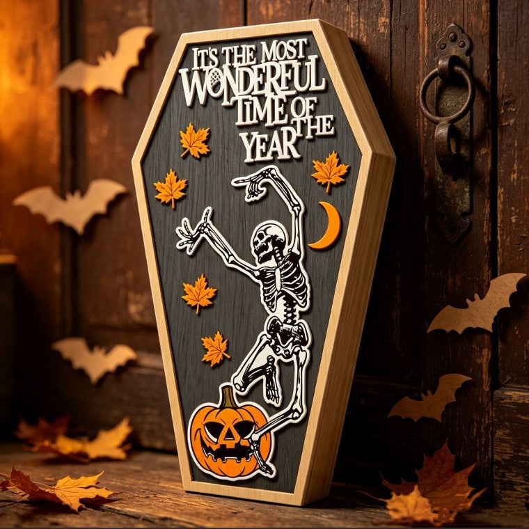 Wooden Halloween Skeleton Desk Decoration