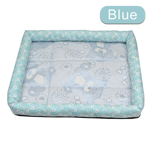 Summer Cooling Pet Bed Mat – Breathable Mesh Center, Padded Bolster Edges | Dogs & Cats | S–XXL | 7 Colors