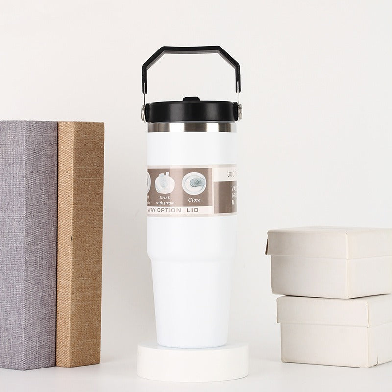 20oz/30oz Insulated Stainless Steel Car Cup with Handle & Lid – Vacuum Travel Tumbler
