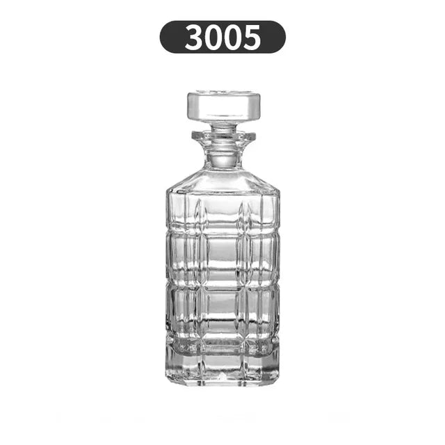 750ml Lead-Free Crystal Glass Whiskey Decanter – 6 Cut-Glass Designs | Airtight Stopper | Home Bar & Gift