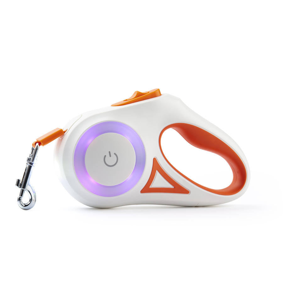 LED Glow Retractable Dog Leash – Built-In Ring Light, One-Button Brake, 3M or 5M | 3 Colors