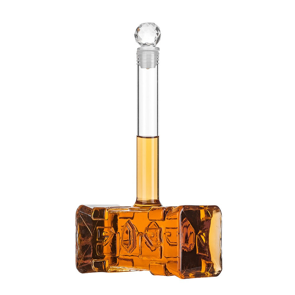 Thor's Hammer Whiskey Decanter – 400ml Mjolnir-Shaped Glass Decanter with Crystal Ball Stopper | Norse Rune Engraving | Unique Bar Gift