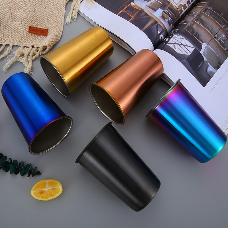 500ml Stainless Steel Tumbler with Metal Straw & Lid – Reusable Coffee, Camping & Travel Mug