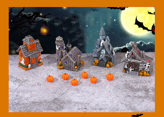 Mini Halloween House Resin Decoration, A–D Styles
