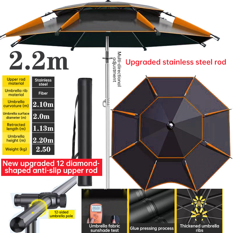 Extra-Large Fishing Umbrella with UV & Light-Rain Protection