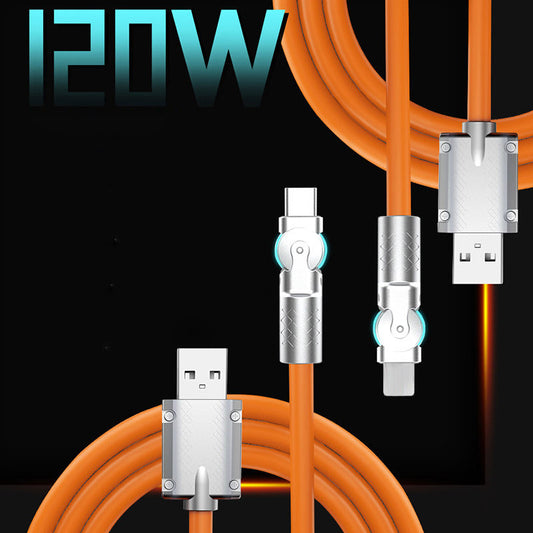 1m Rotatable Fast-Charging Cable with Type-C and iPhone Options
