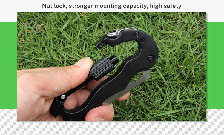 5-in-1 Outdoor Multi-Tool Carabiner with 7.5 cm Blade