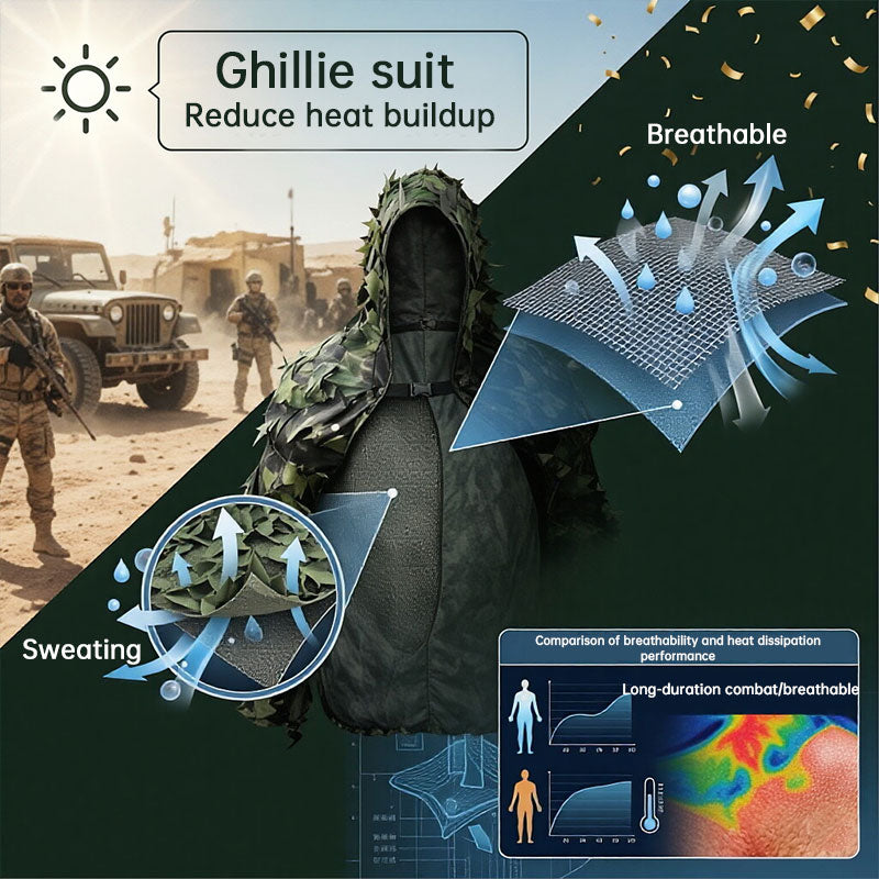 3D Leafy Ghillie Suit Jacket with Hood | Tactical Camo Cloak for Hunting & Airsoft