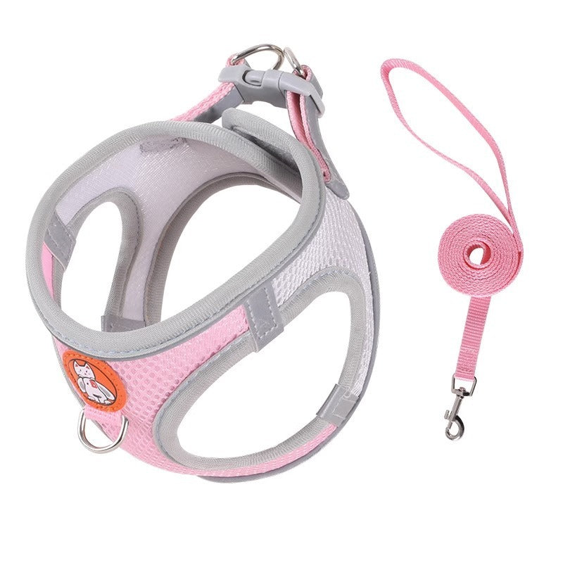 Soft Mesh Pet Harness & Leash Set – Reflective, Breathable, Anti-Escape | Small Dogs & Cats | S–L | 5 Colors