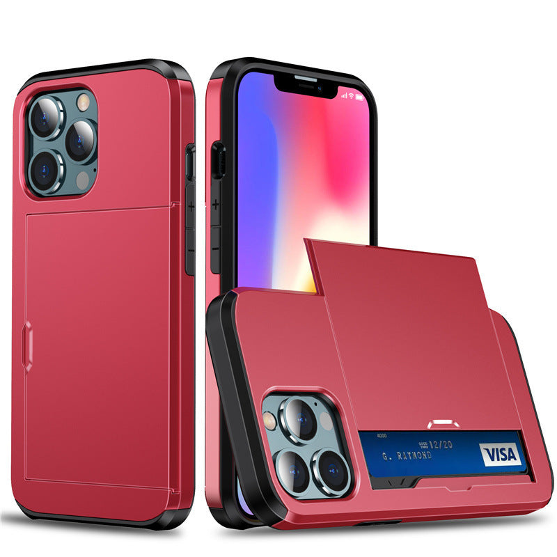 PC Slide Card Holder Case for iPhone 12–17 Models