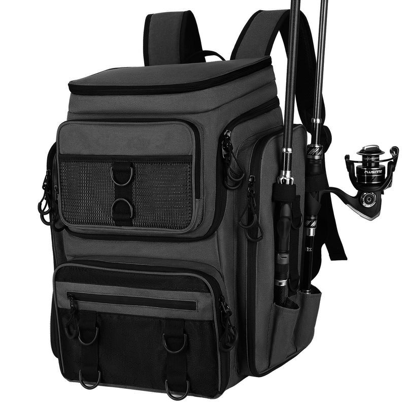 42L Fishing Backpack with Rod Holder & 36 Pockets