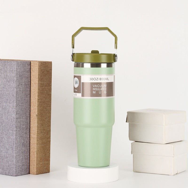 20oz/30oz Insulated Stainless Steel Car Cup with Handle & Lid – Vacuum Travel Tumbler