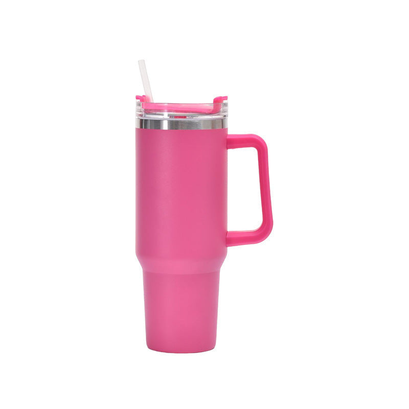 40oz Insulated Stainless Steel Tumbler with Handle, Lid & Straw – Travel Coffee Cup