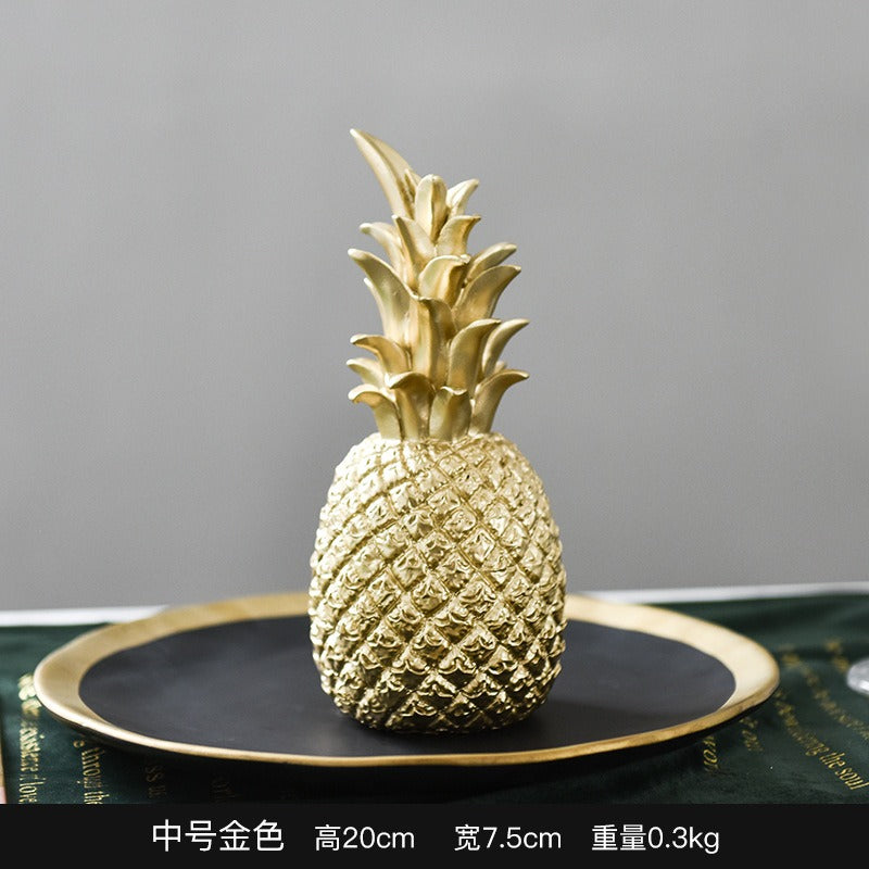 Resin Pineapple Figurine | Gold Crown Home Decor Sculpture | 3 Colors, 3 Sizes