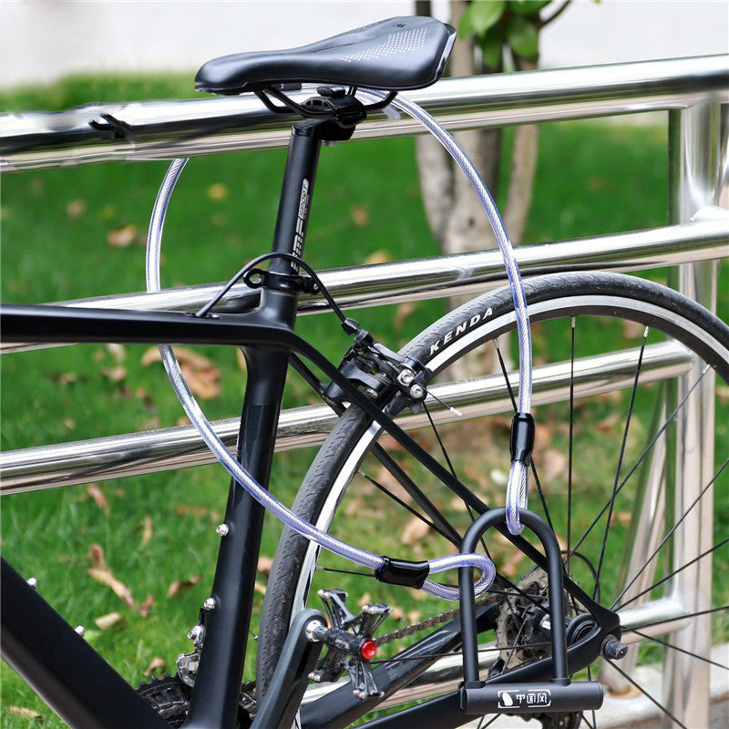 Bicycle U-Lock with Steel Cable Lock Set – Carbon Steel & Zinc Alloy Anti-Theft Lock