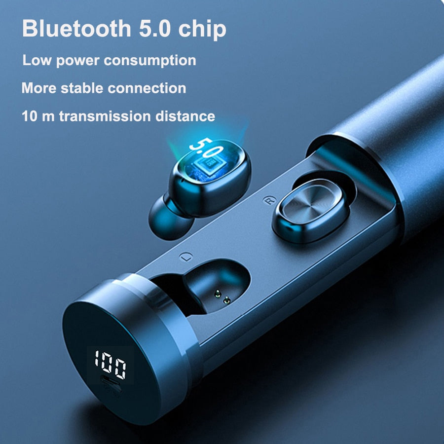 B9 Bluetooth 5.0 Wireless Earbuds with Touch Controls and Charging Case