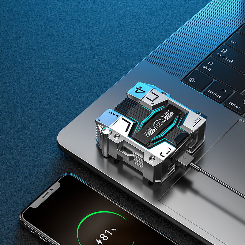 M45 Mecha Gaming TWS Earbuds with Low-Latency Mode and Charging Case