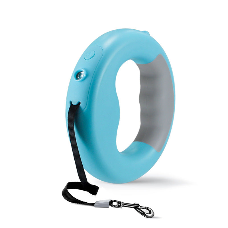 LED Retractable Dog Leash with Built-In Flashlight – 3M Flat Cord, USB Rechargeable, Ring Handle | Up to 44 lbs | 4 Colors