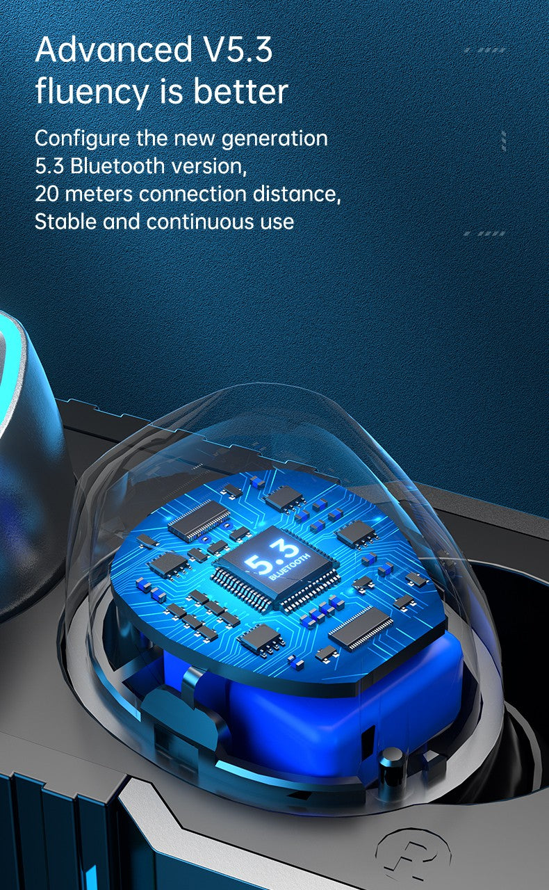 M45 Mecha Gaming TWS Earbuds with Low-Latency Mode and Charging Case