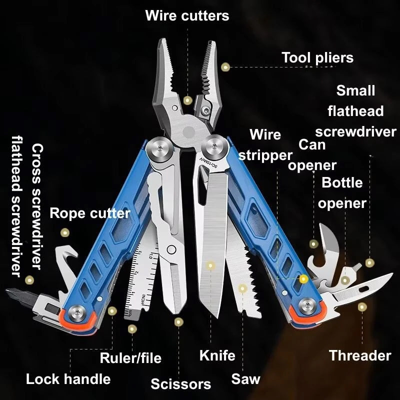 Compact Folding Multi-Tool with Pliers, Knife and Nail Puller