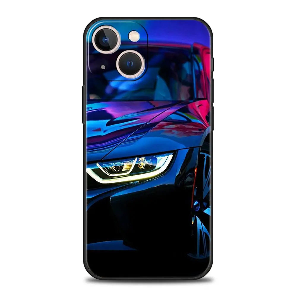 Blue & Red JDM Sports Car TPU Phone Case for iPhone 12–15