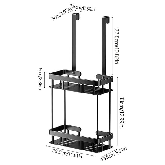No-Drill Hanging Shower Caddy for Glass Doors – Single or 2-Tier Storage Rack