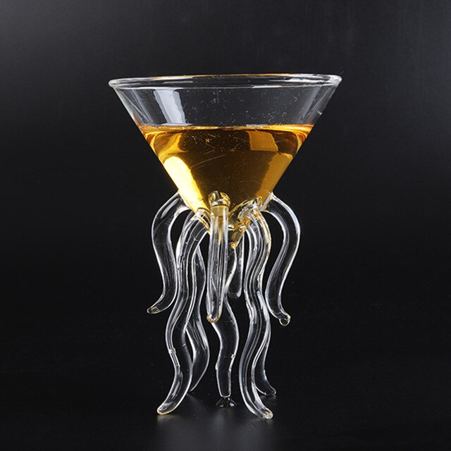 Jellyfish Tentacle Cocktail Glass – Novelty Clear Glass Martini & Champagne Goblet | Unique Bar Gift & Conversation Piece