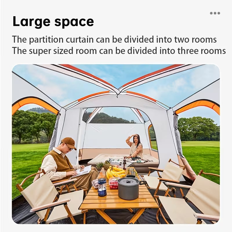 4–6 Person Family Camping Tent with Two Bedrooms and Canopy