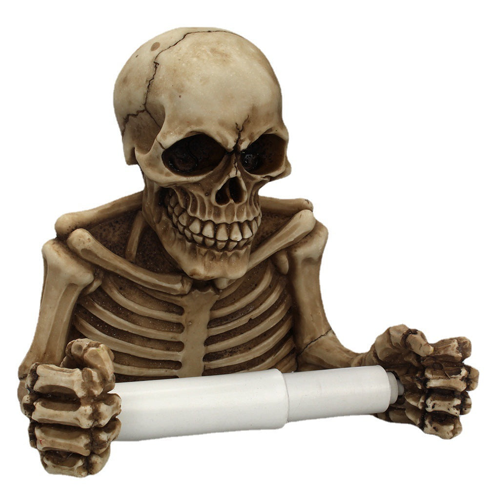 Wall-Mounted Resin Skull Paper Roll Holder