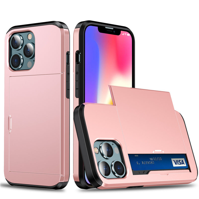 PC Slide Card Holder Case for iPhone 12–17 Models