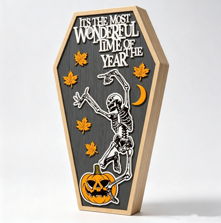 Wooden Halloween Skeleton Desk Decoration